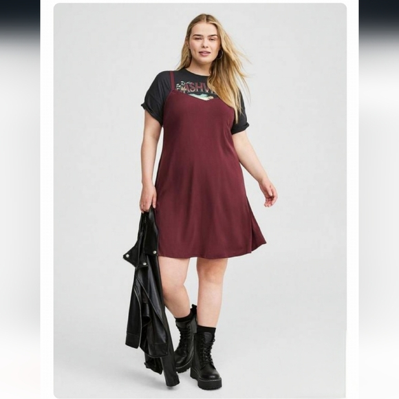 NWT Torrid 2 Sassafras Mini Stretch Challis Slip Dress 2X 18 20 - Picture 2 of 7